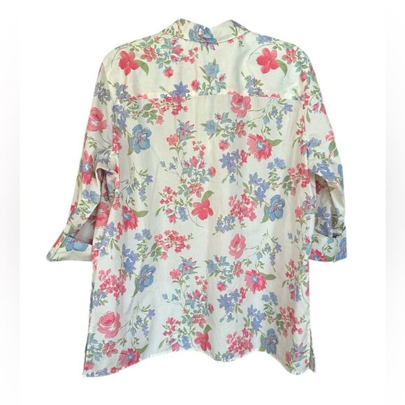 Crazy Horse Button Down Floral Shirt Women's Size X-Large 3/4 Sleeve. Pastel - Picture 2 of 8